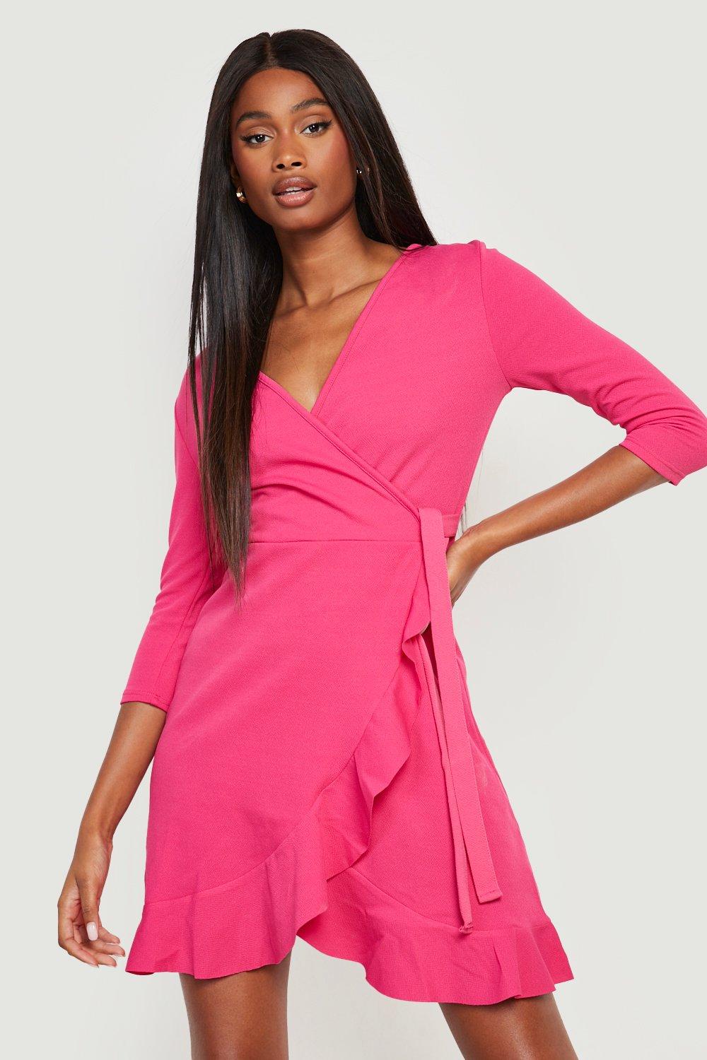 Formal tie wrap on sale frill detail skater dress